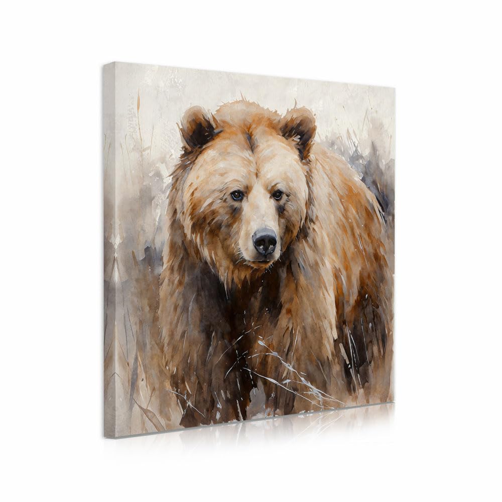 Forjoy Bear Art Wall Decor Rustic Woodland Bears Paintings Canvas Decor Animal Pictures Wall Art For Bedroom And Livingroom (24'
