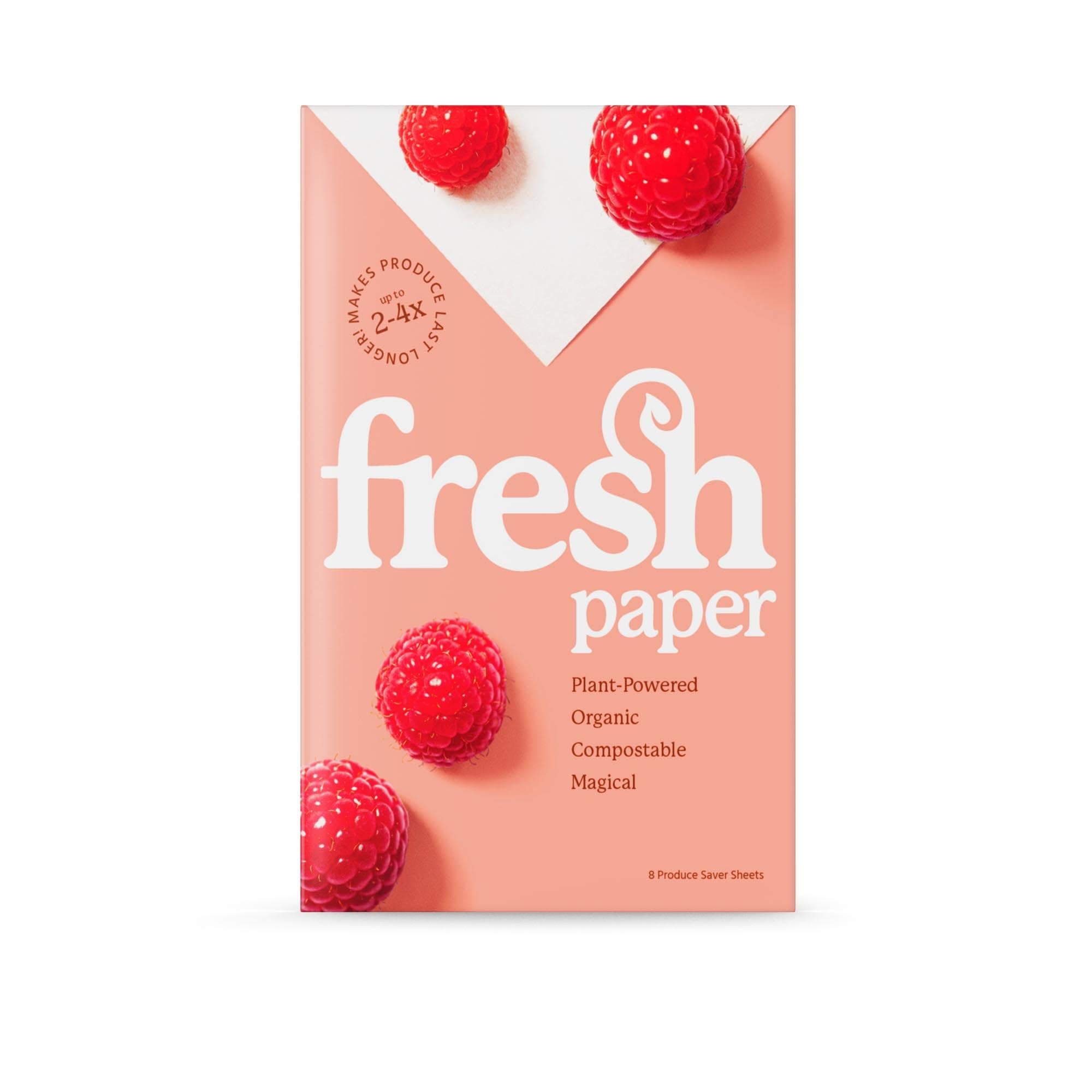 FRESHPAPER Keeps Fruits & Vegetables Fresh for 24x Longer, 8 Reusable Food Saver Sheets for Produce (1 Pack), Made in the USA b