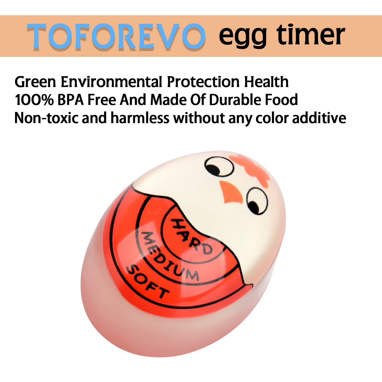 Egg Timer Sensitive Hard & Soft Boiled Color Changing Indicator Tells When Eggs Are Ready (Red 6Pack)