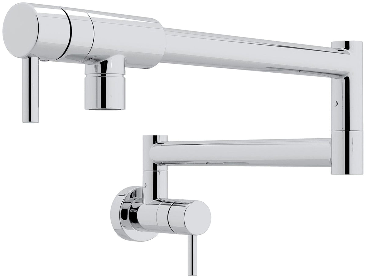 Rohl Ql66L-Apc-2 Modern Architectural Wall Mounted Swing Arm Fold Away Pot Filler With Dual Shut Offs And Lever Handles, Polishe