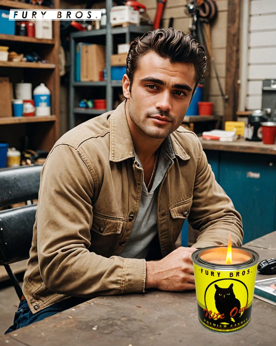 Fury Bros. Scented Candles for Men | Nite Owl | Lavender Vetiver White Musk | Natural Soy Wax | Hand-Poured in The USA | Long 70