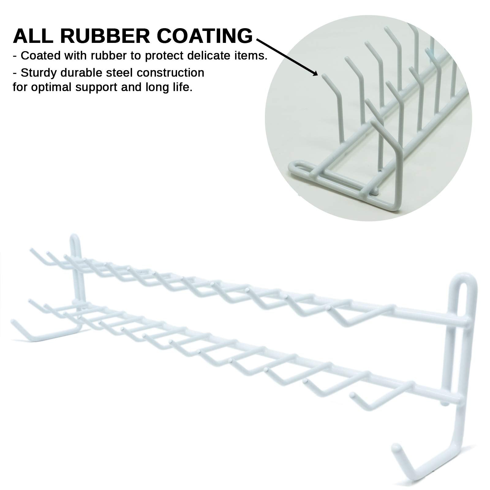 Huji Wall Mount Tie And Belt Rack Organizer, White (2 Pack)