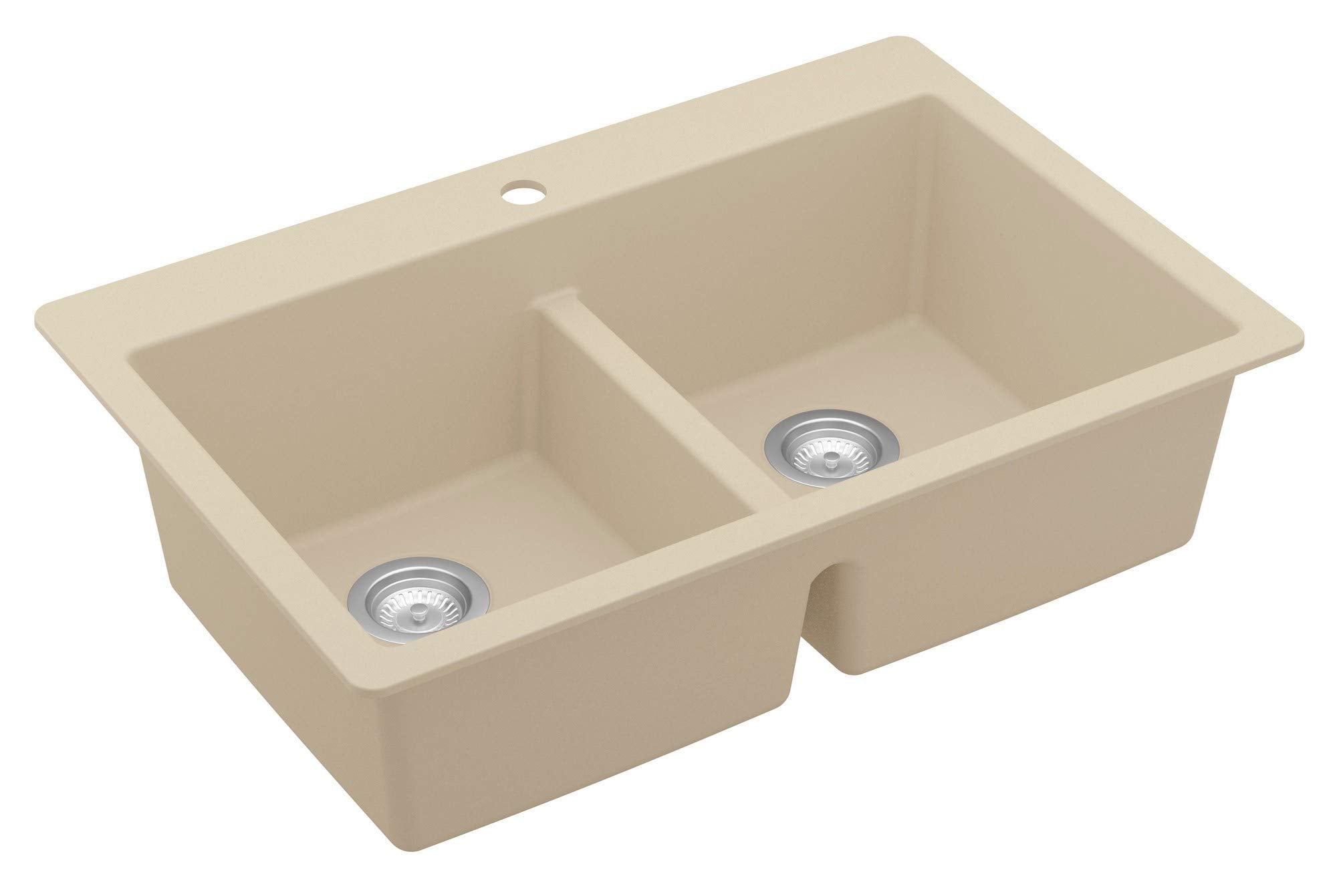 Karran Qt-810 33'' Top Mount Double Equal Bowl Quartz Kitchen Sink In Bisque