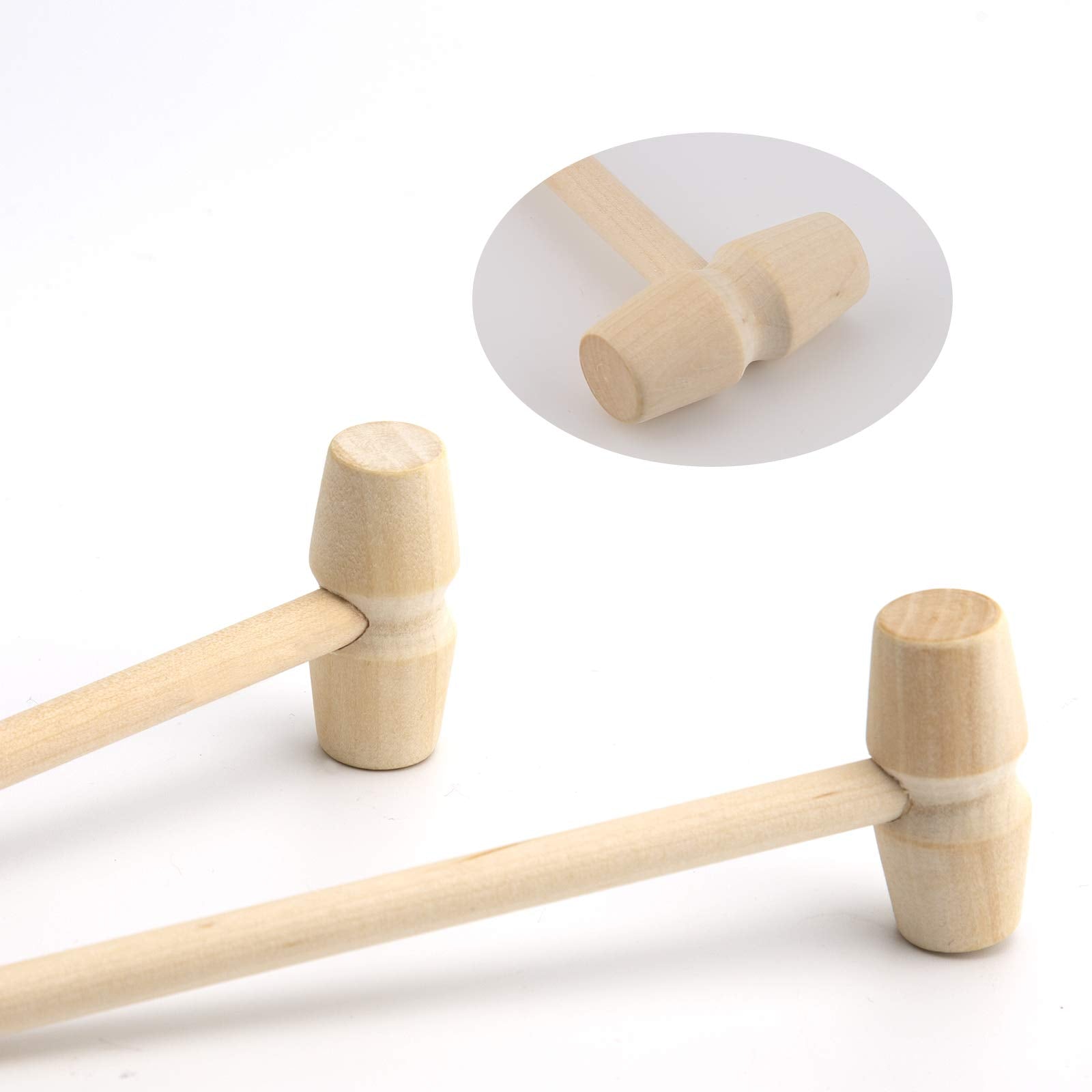 Toymis 10Pcs Wooden Crab Mallets Seafood Shellfish Hammers Dessert Making Mallet For Cracking Chocolate Seafood Shell, Small Woo