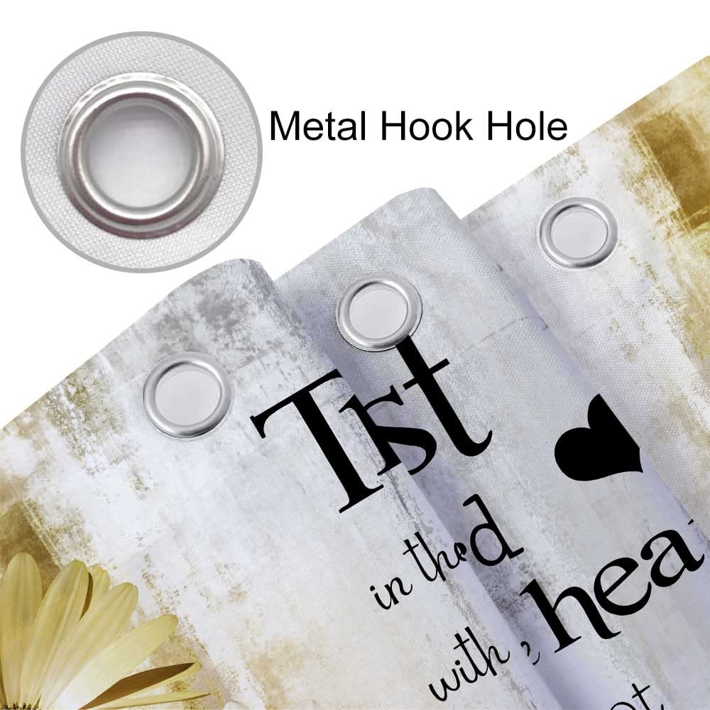 Rustic Farmhouse Yellow Shower Curtain Bible Verse Inspirational Shower Curtain Country Farm Bright Beige Daisy Flowers Butterfl