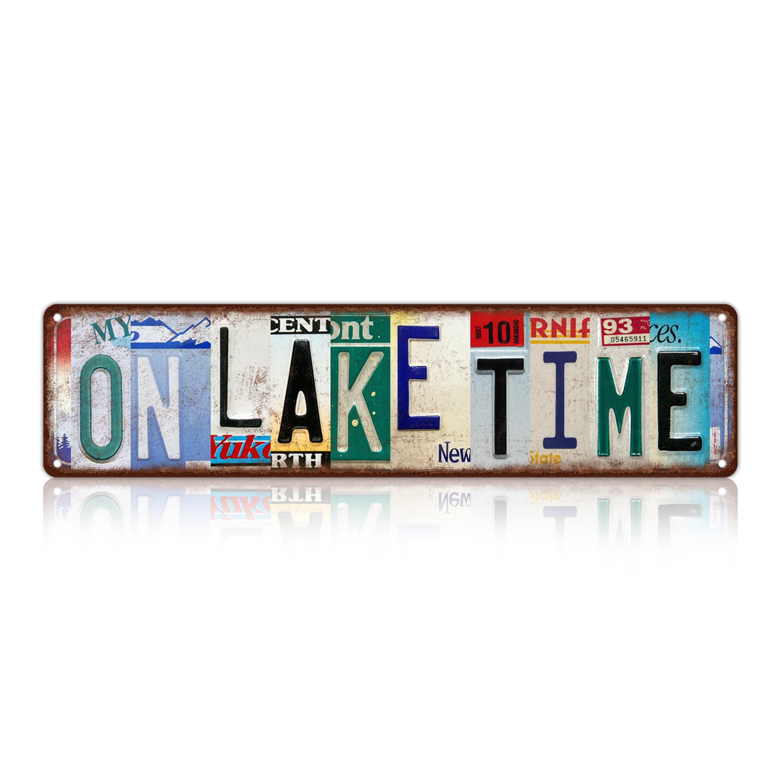 Vintage On Lake Time Wall Decor Street Signs Lakehouse Metal Tin Signs 16 x 4 Inches