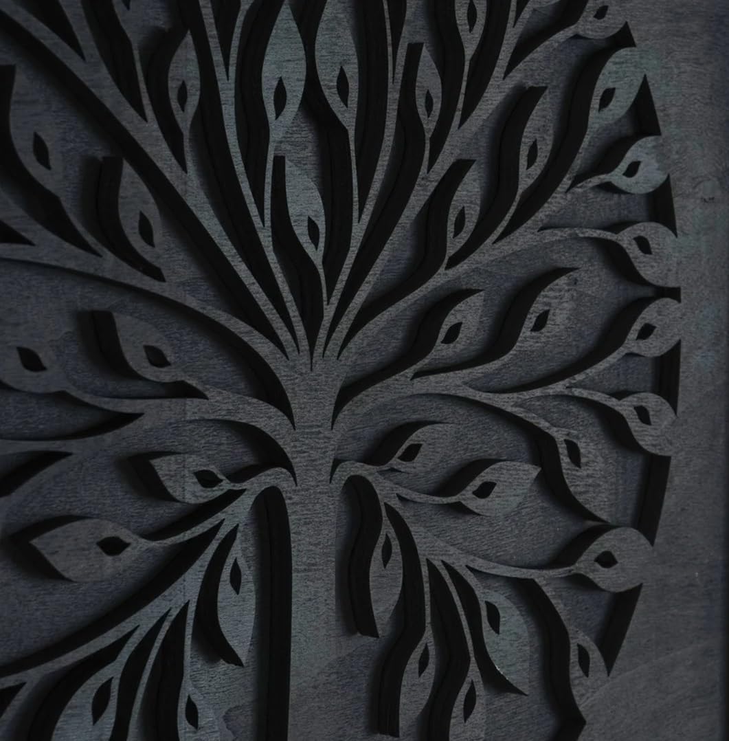 Upzing Decor Life Tree Wooden Set Of 3 Life Tree Wooden Wall Panel Set 3 Wall Hangings,Bedroom Carving Panel Aesthetic Style, Ma