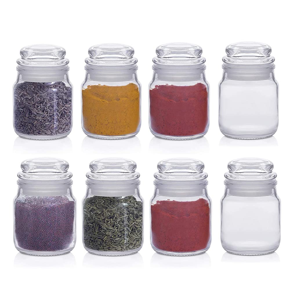 Cloudmart 100Ml Spice Storage Glass Jar, Kitchen Storage Jars, Honey Jar And Container, Spice Masala Jar - Airtight Lid With Rub