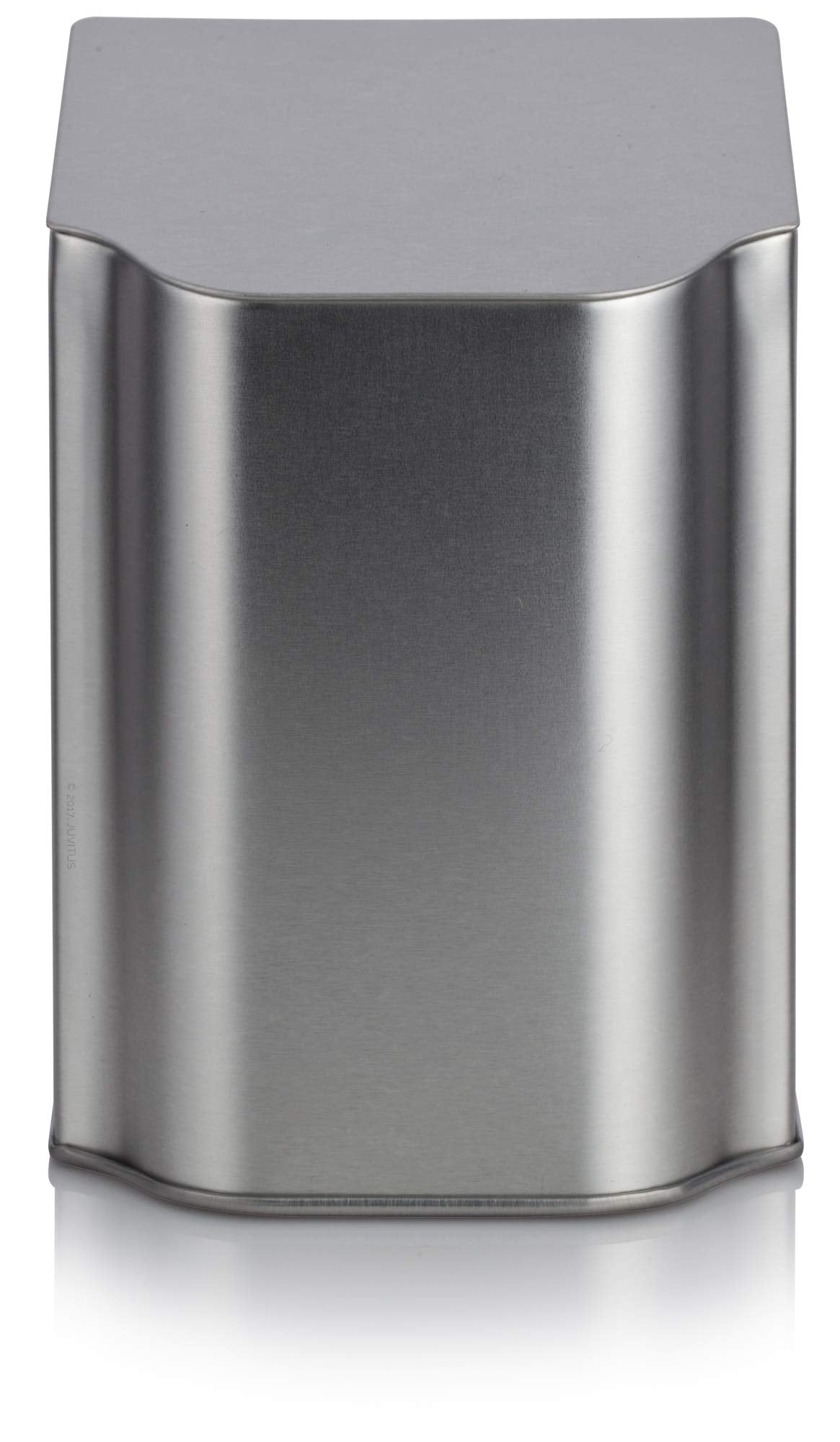 Juvitus Silver Hinged Flip Top Metal Tea Tin And Stainless Steel Metal Scoop Spoon, Coffee And Tea Container, Spices, Tea - Hold