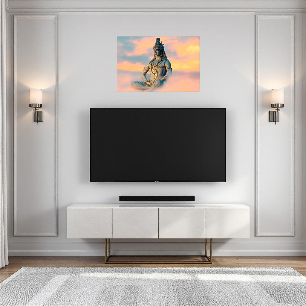 Dharvika Innovations Lord Shiva Adhesive Vinyl Wall Poster, Sparkle Coated Lamination, 24 X 36 Inch