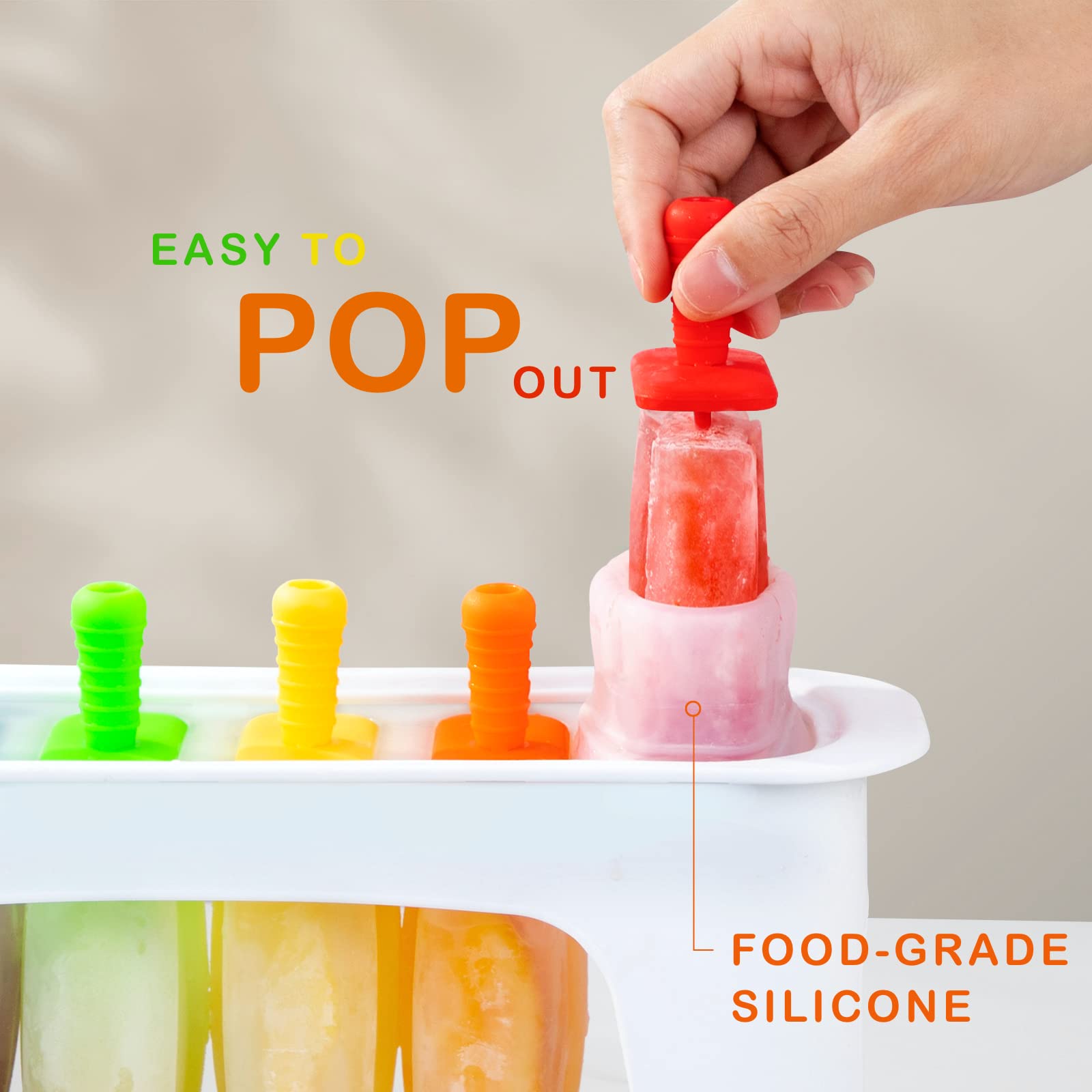 Rainbow Popsicle Molds, Silicone Ice Pop Molds, Popsicle Maker, Easy Release Silicone Ice Cream Popsicle Molds, Reusable Popsicl
