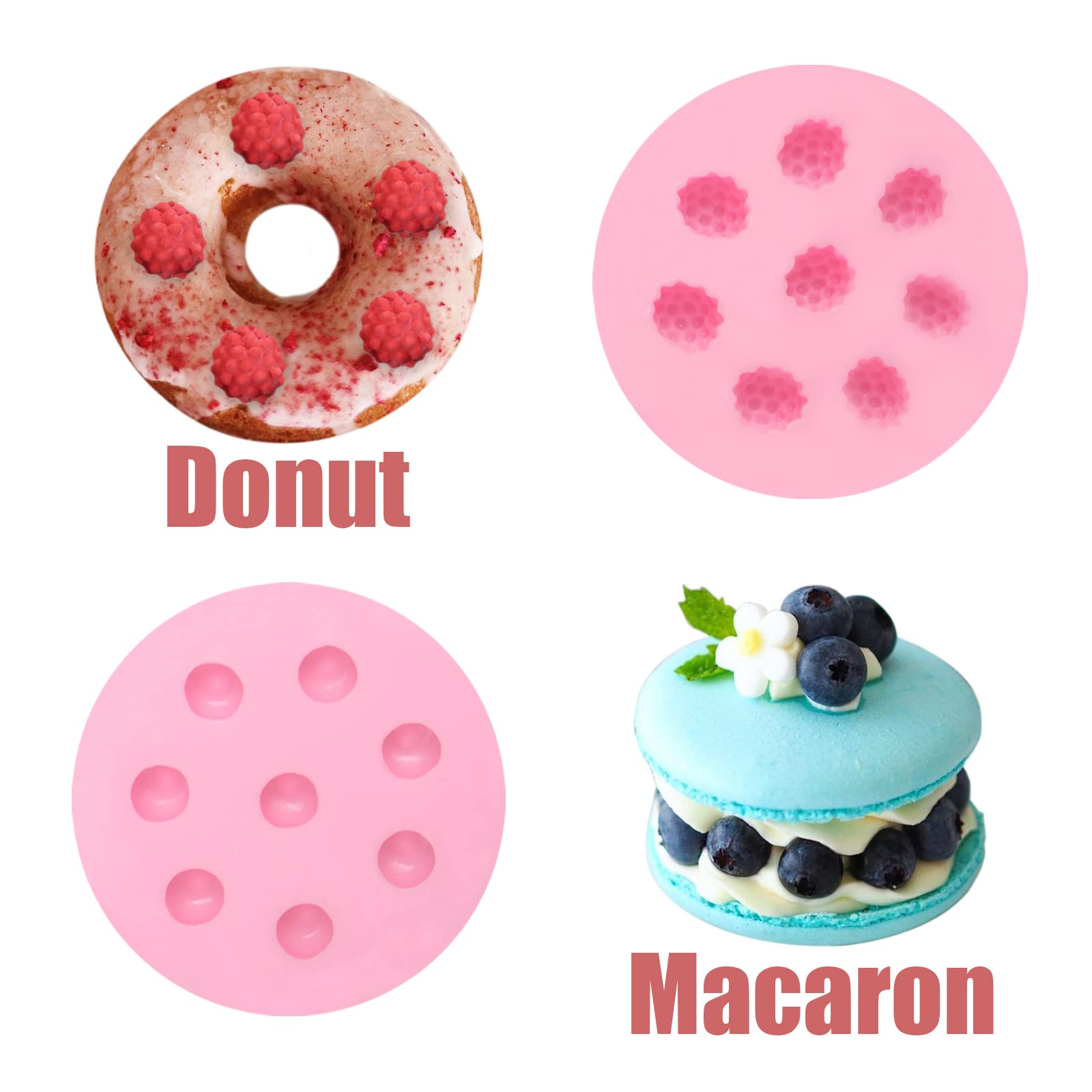 Ice Cream Donut Candy Cake Shapes Silicone Molds 5 Pcs, Fruit Blueberry Mulberry Fondant Mold For Chocolate Cake Decoration Cupc