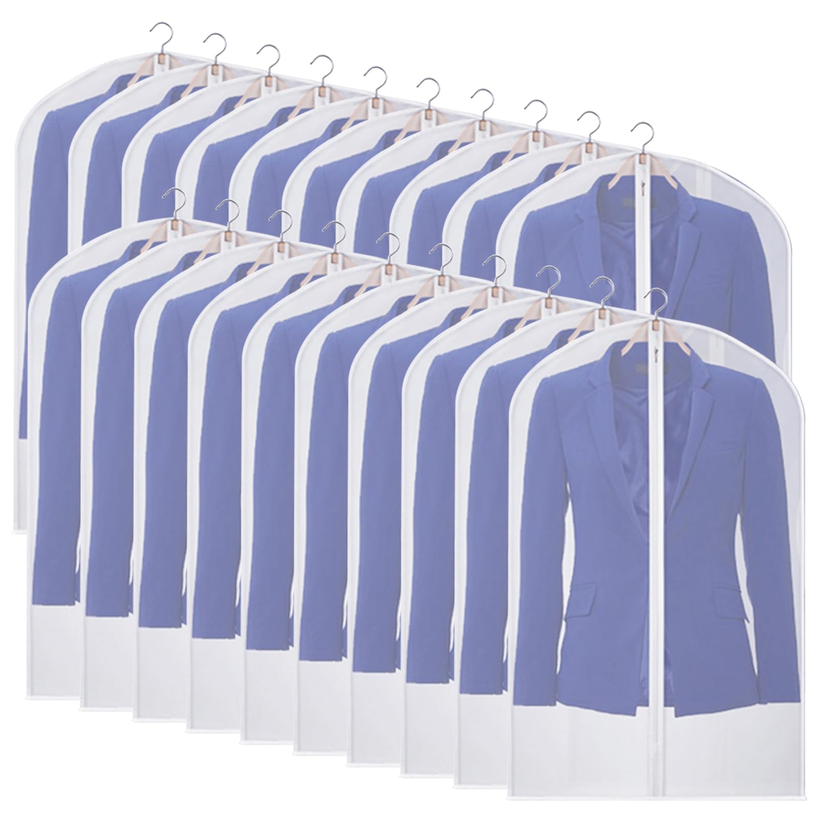 Kntiwiwo Garment Bag Suit Bags For Storage With Zipper 40 Inches Clear Dust-Proof Clothes Cover Bag For Suit, Coat, Dress Closet