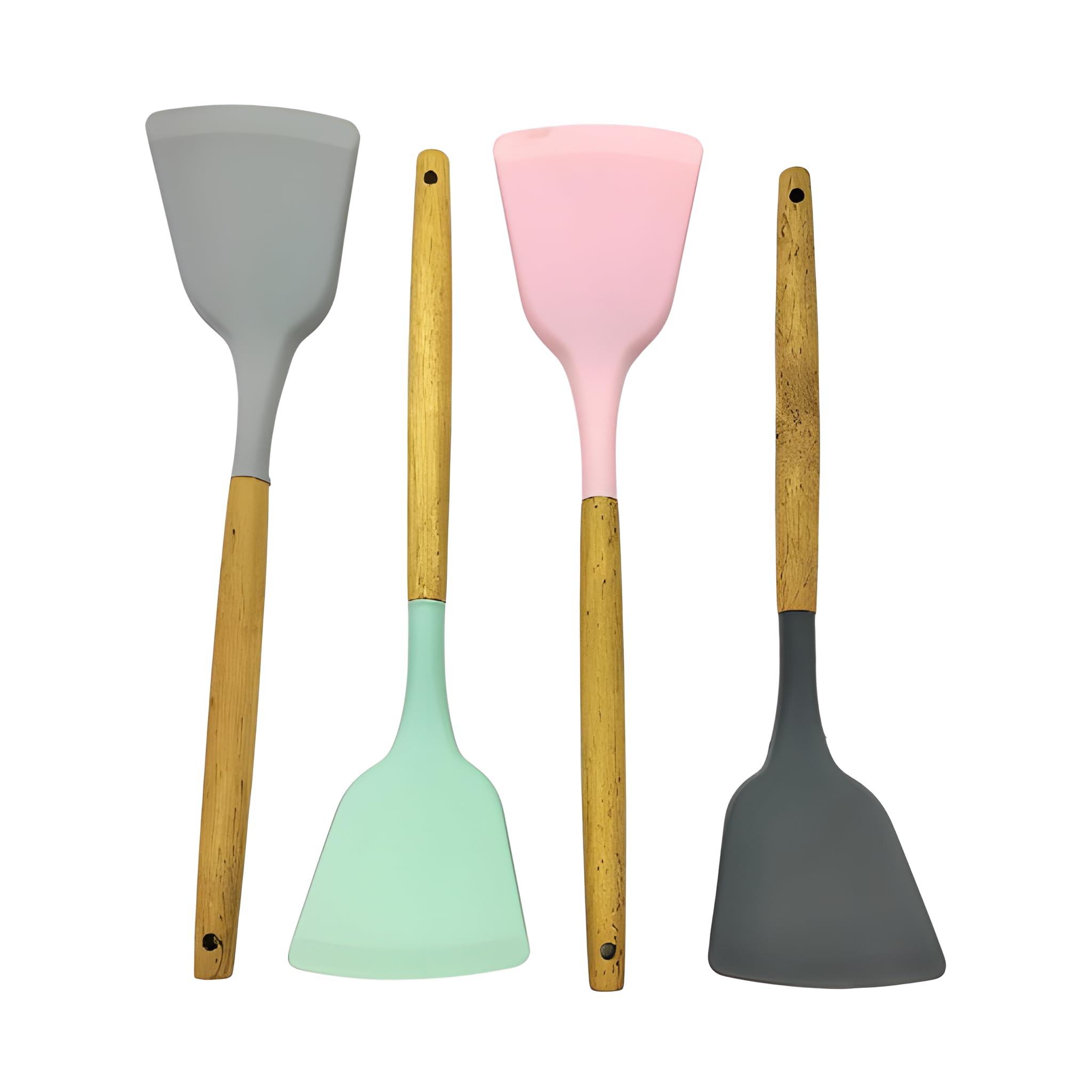 Lemon Tree Silicone Turner Spatula With Wooden Handle, Serving Cooking Spoon, NonStick Kitchen Utensil For Fish, Eggs & Pancake