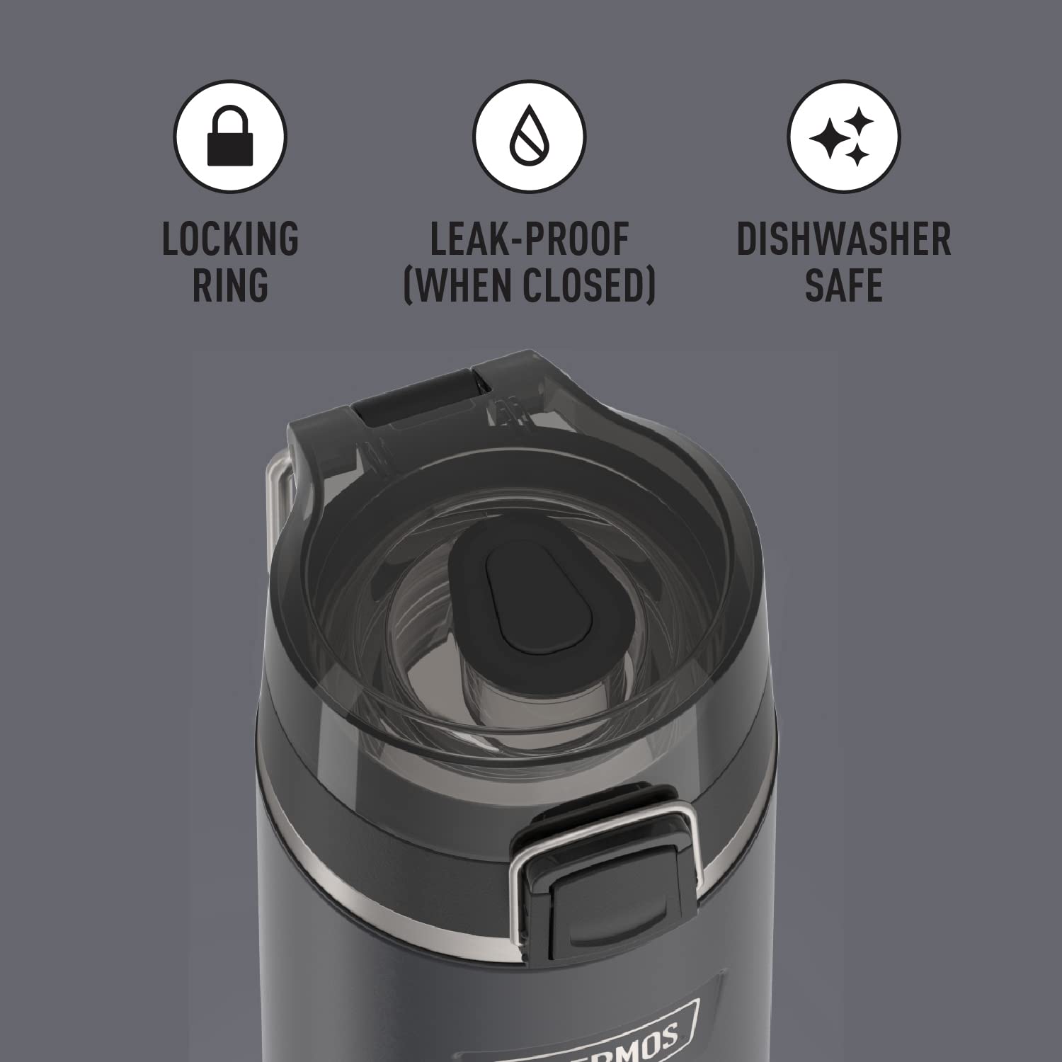 Icon Series By Thermos Stainless Steel Water Bottle With Spout 24 Ounce, Granite