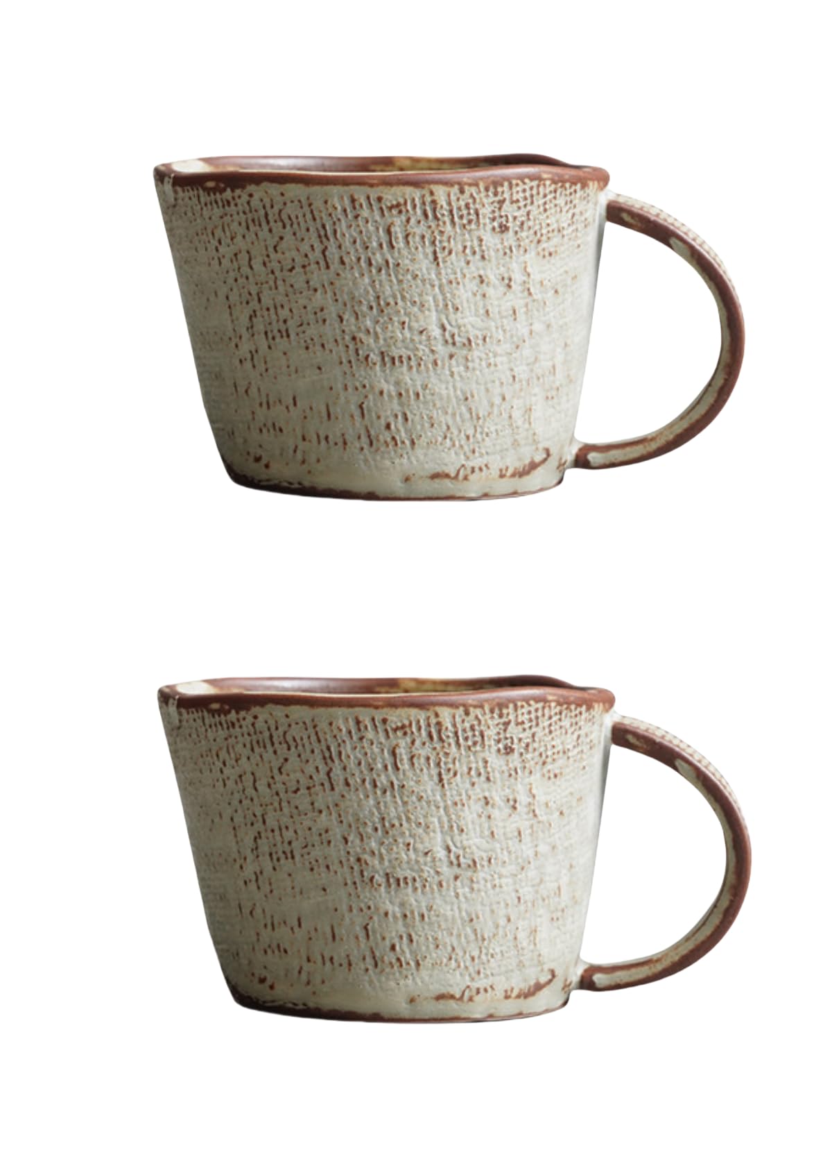 HengYuhating 2pcs handcrafted clay water cups, couple cups, household coffee, hot tea, oatmeal, milk cups (300ML, 7 * 10cm), of