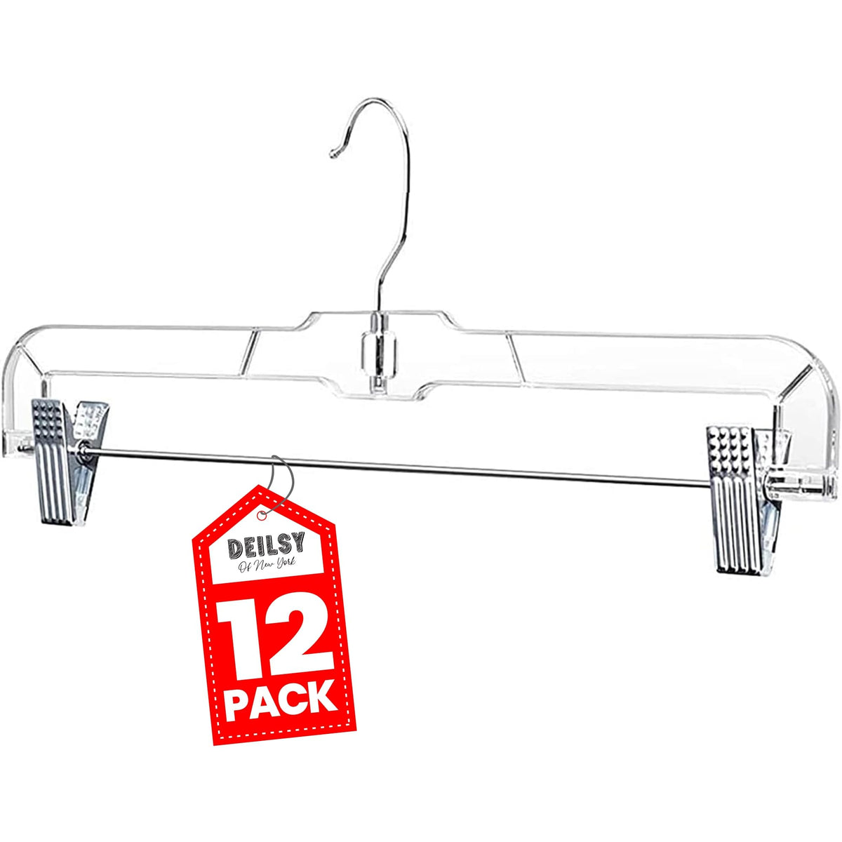 Deilsy Skirt Hangers Pants Hangers With Clips Clip Hangers Shorts Hangers Clear Plastic Clothes Hangers With 2-Adjustable Clip N