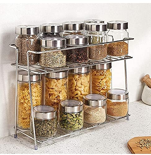 Cri8Hub Stainless Steel Kitchen Rack, Kitchen Organizer And Space Saver, Countertop Stainless Steel Kitchen Stand 2Tiered Shelf