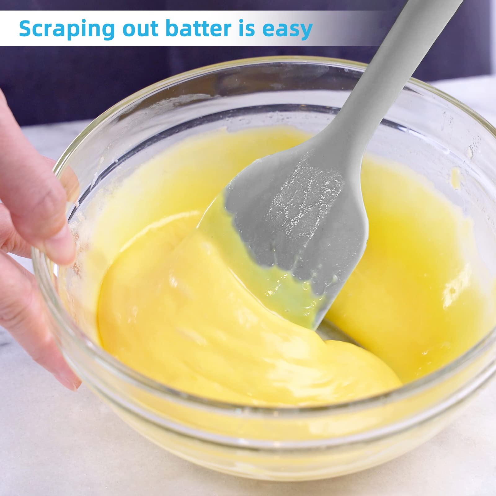 Secura Silicone Spatula,Non Stick Rubber Kitchen Spatulas,Suitable For Cooking,Mixing And Collect Milk Foam Gray Small