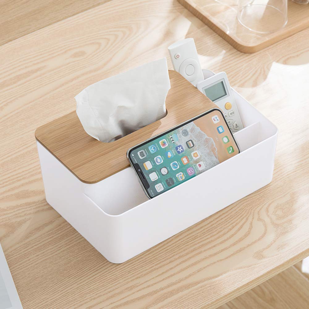 Poeland Multifunction Tissue Box Rectangular Facial Tissue Holder Dispenser For Dining Room, Kitchen, Bedroom Dressers And Home