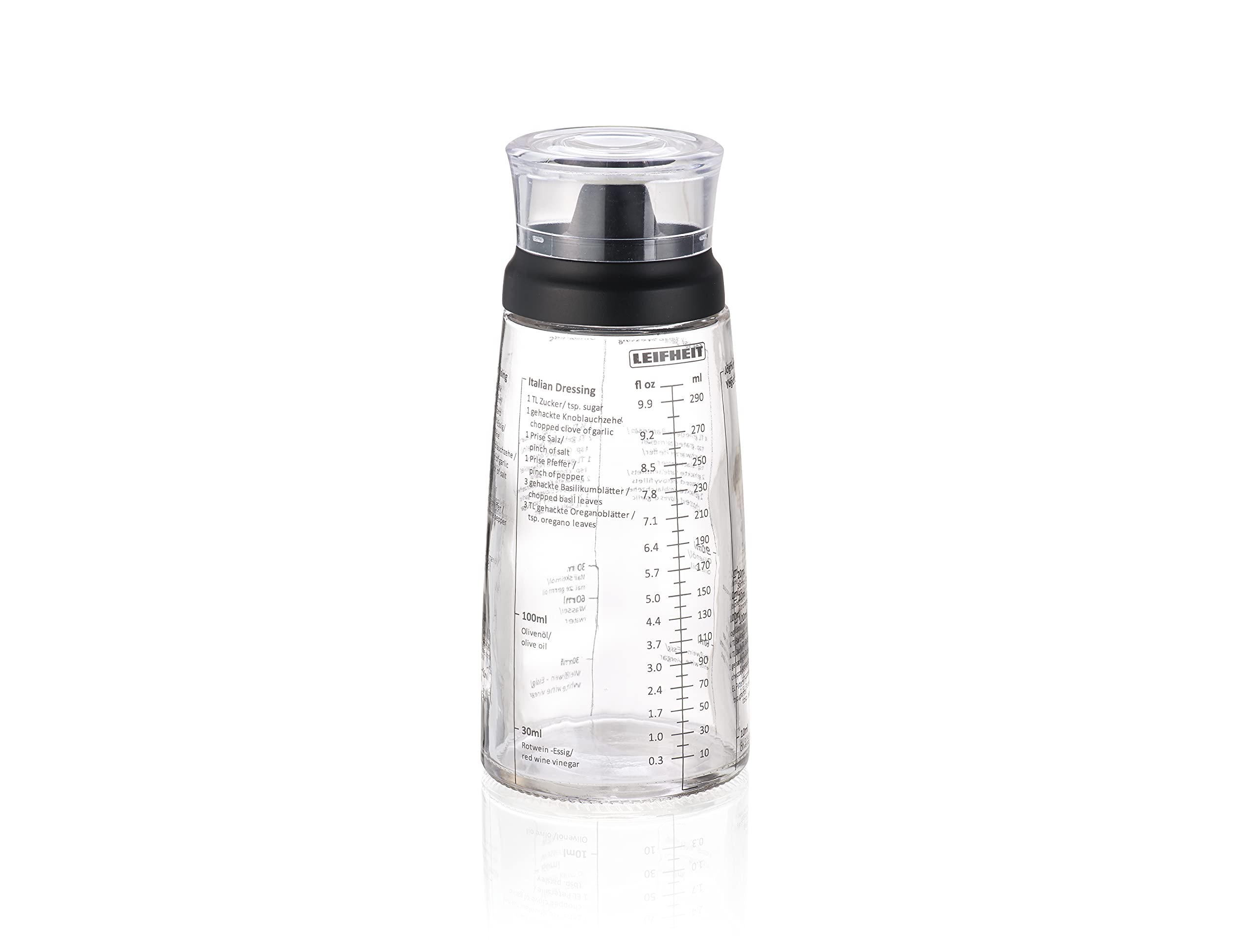 Leifheit Salad Dressing Shaker, Black/Transparent