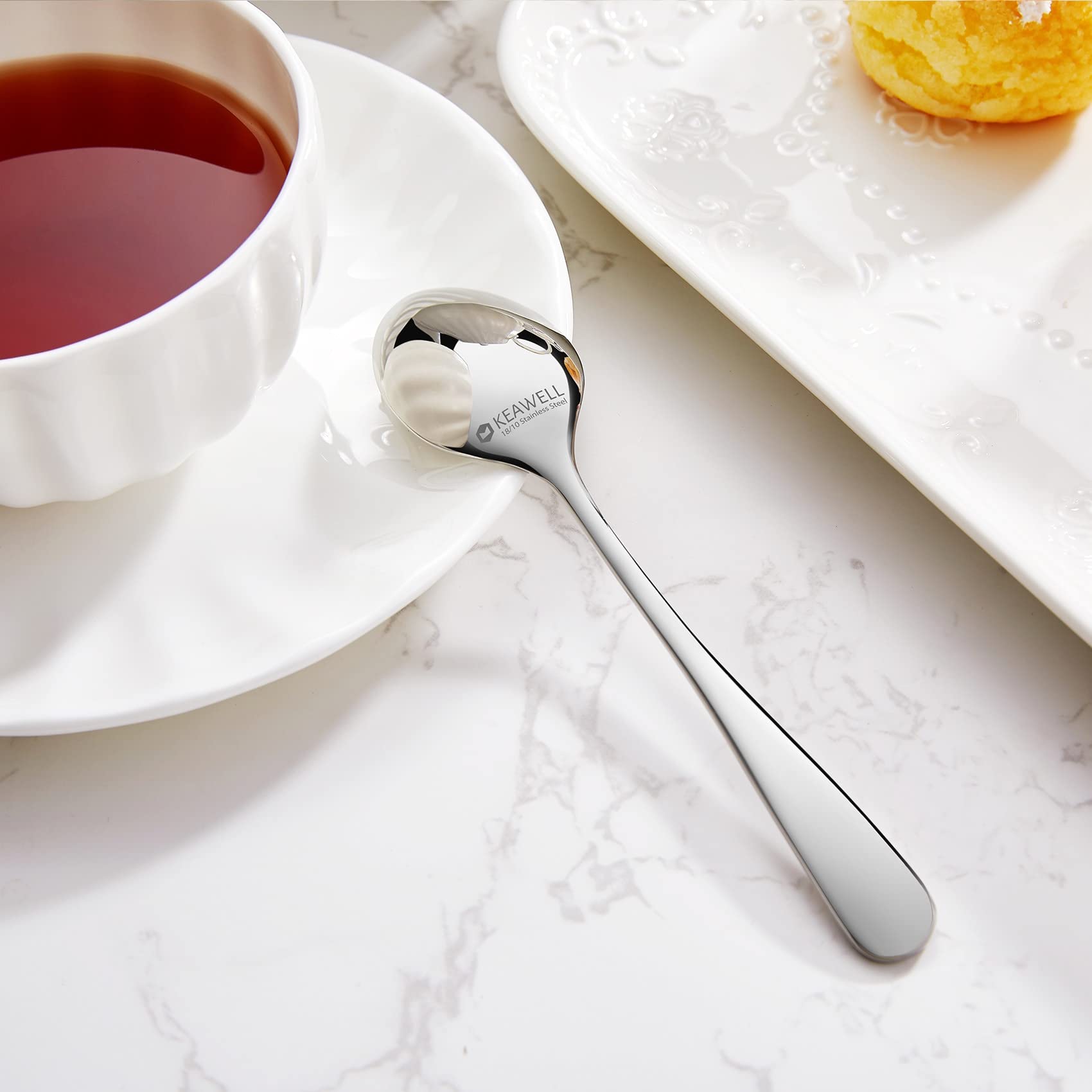 Keawell Premium Louise Spoons Set, Set Of 4, 18/10 Stainless Steel, Exceptional Mirror Finish, Dishwasher Safe (5.5'' Small Spoo