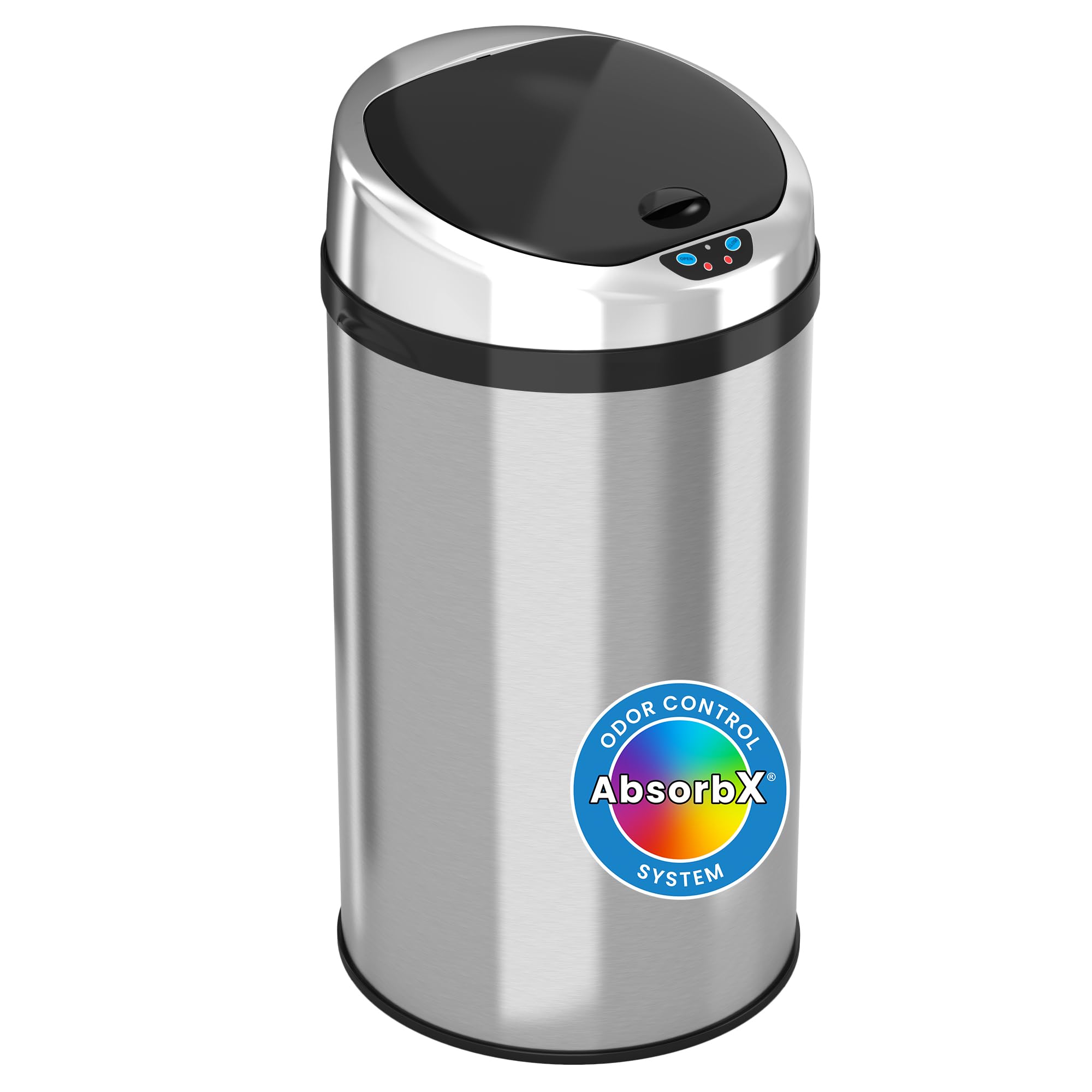 iTouchless 8 Gallon Touchless Sensor Trash Odor Control System, Stainless Steel, Round Automatic Garbage Can kitchen-waste-bin, 