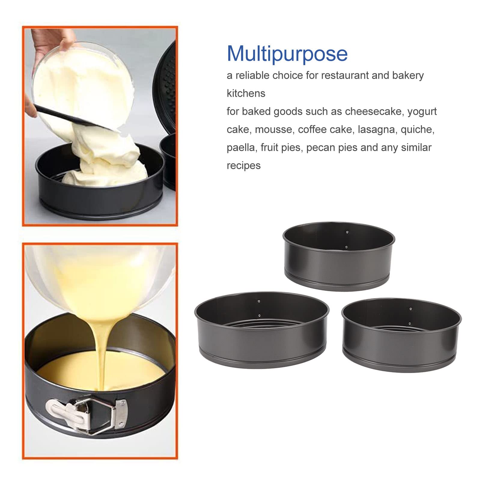 Cake Pan, Round Springform Pans, Prevent Sticking Cheesecake Pan Set, Black Removable Bottom Baking Tool, For Cheesecake, Pizza,