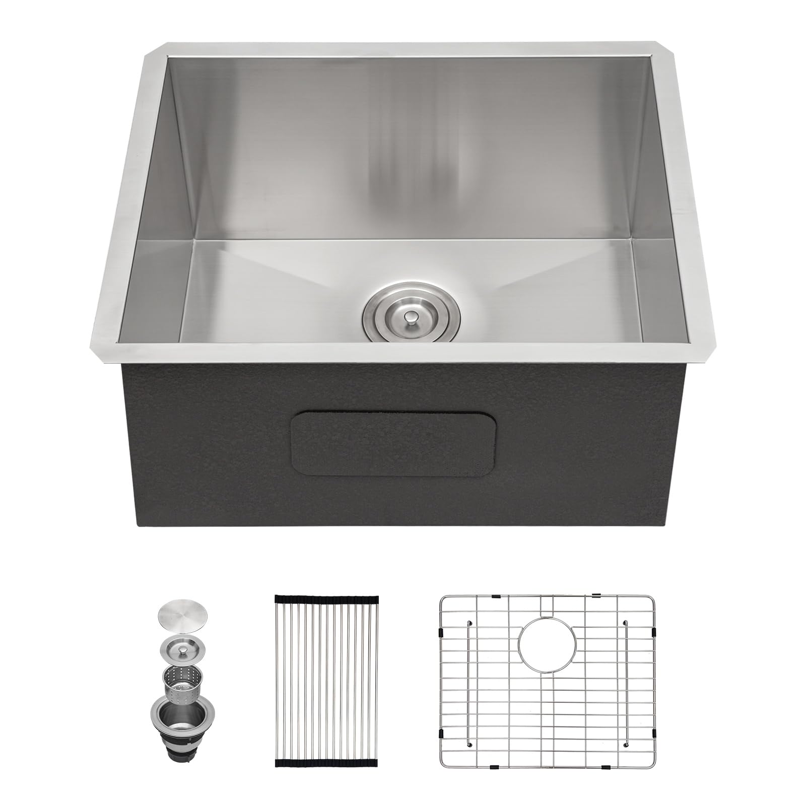 Sarlai 24 Undermount Laundry Sink - 24X18X12 Inch Laundry Utility Sink Undermount Deep Single Bowl16 Gauge Stainless Steel Kitch