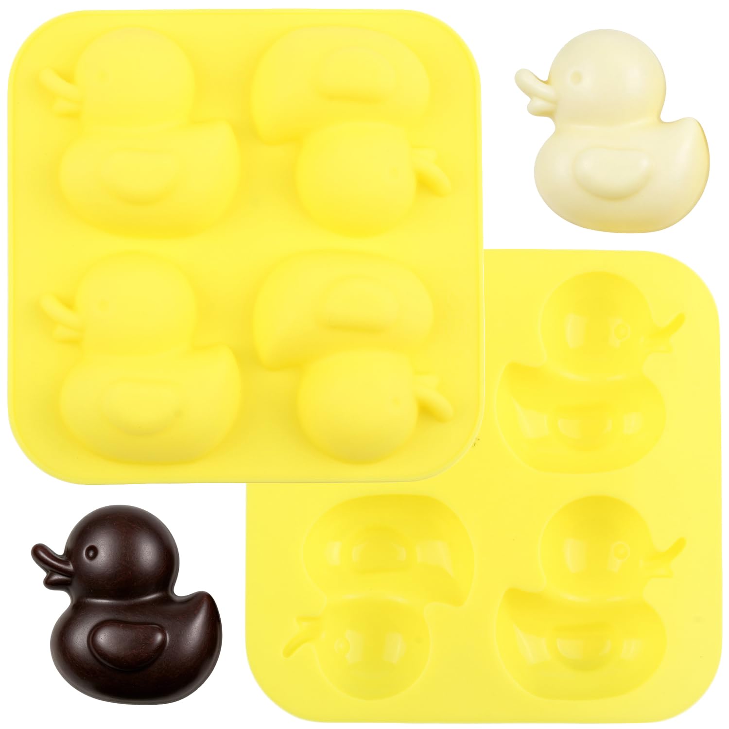 EPYHREHM 4 Cavity Duck Silicone Chocolate Molds Set Of 2