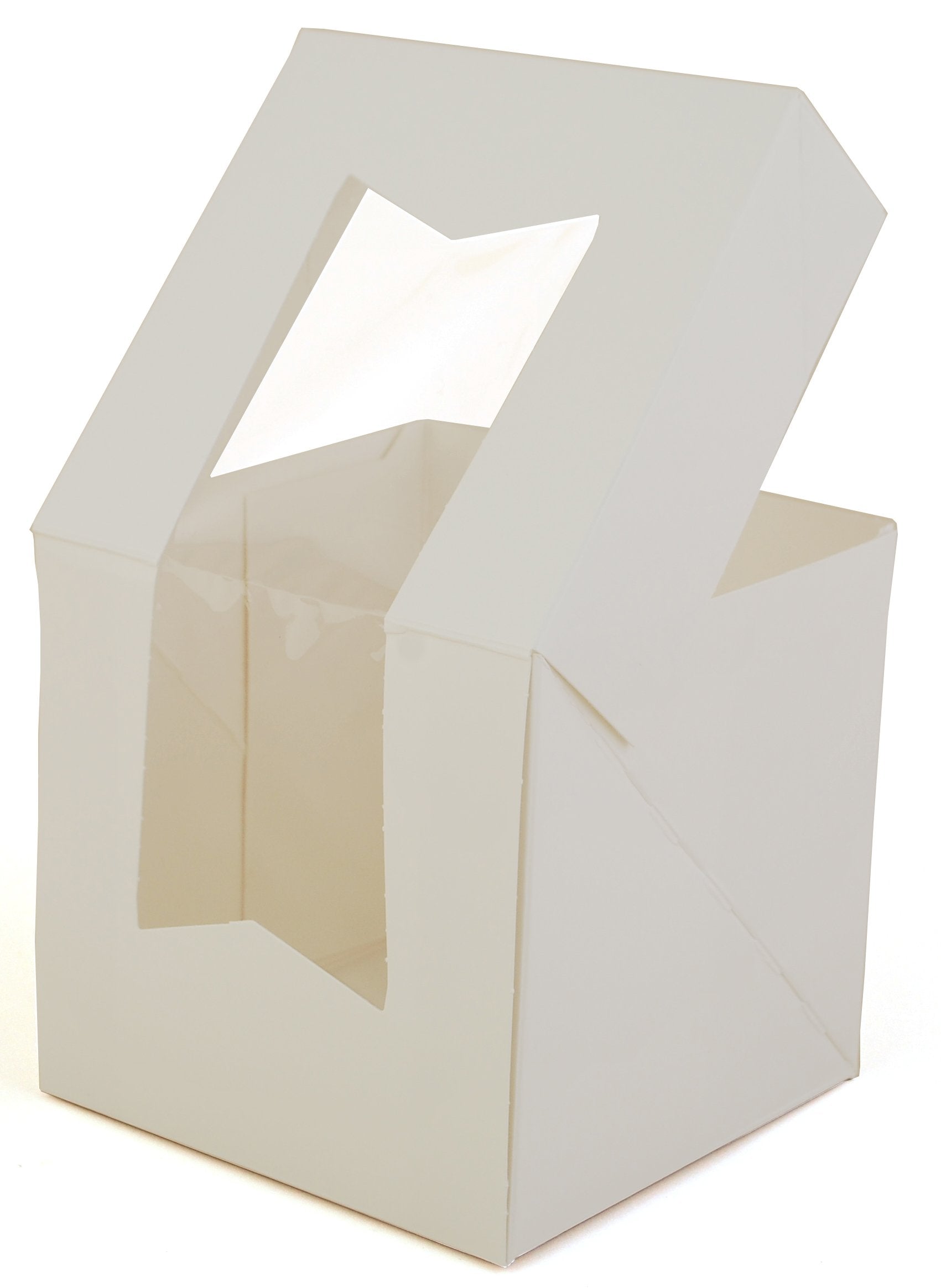 Sct White Window Bakery Boxes With Attached Flip Top, 4-Corner Beers Design, 4.5 X 4.5 X 4.5, White, Paper, 200/Carton