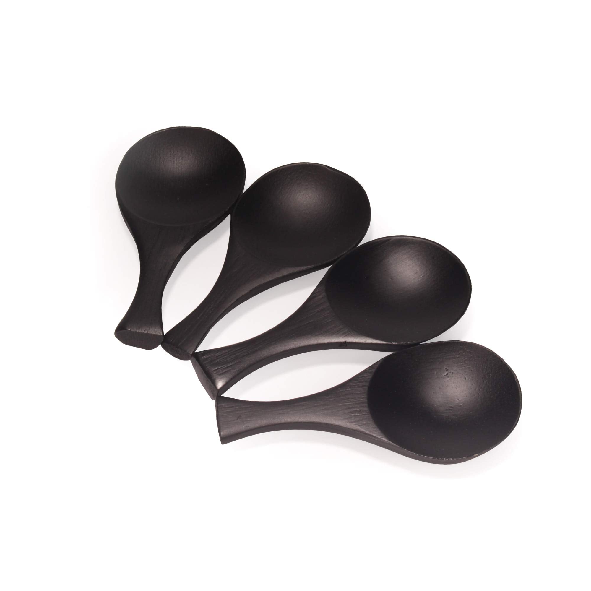 Bamboomn - 3.5'' Small Solid Bamboo Round Scoop - Black - 10Pcs