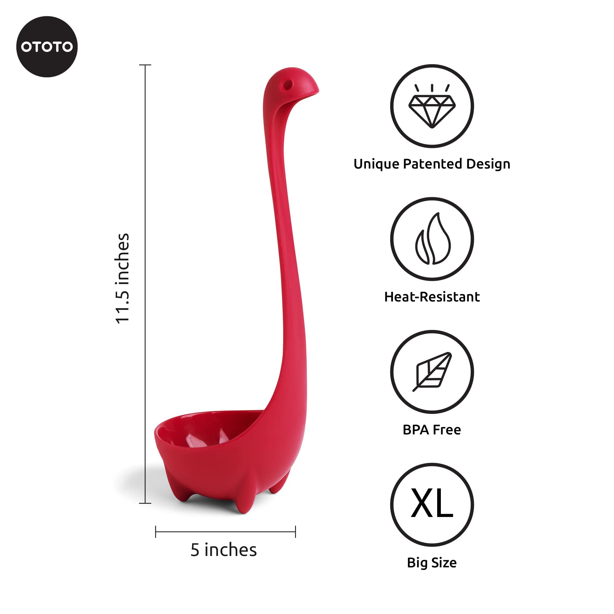 Ototo The Original Nessie Ladle - Soup Ladle, Funny Gadgets, Loch Ness Design, Cooking Gifts For Mom - Cute And Practical Kitche