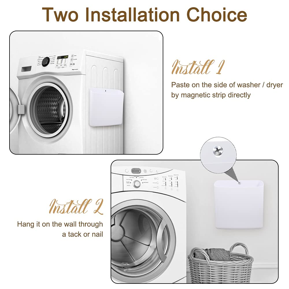 Picowe Magnetic Laundry Storage, 2 Pack Lint Holder Bin For Laundry Room, Space-Saving Trash Container Hanging On Dryer, Washer