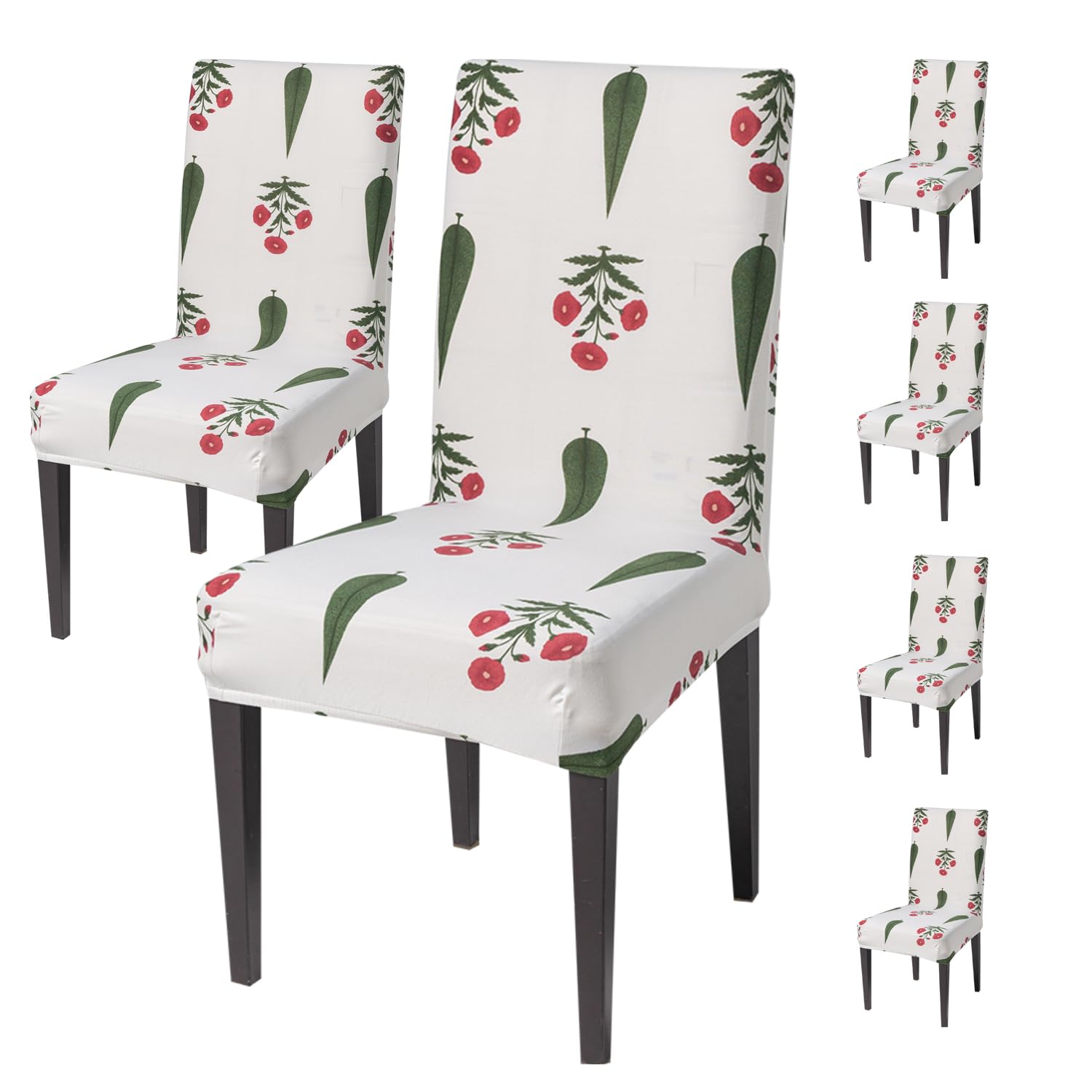 House Of Quirk Elastic Chair Cover Stretch Removable Washable Short Dining Chair Cover Protector Seat Slipcover (Pack Of 6, Shal