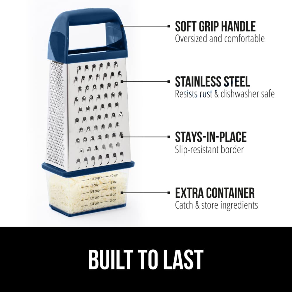 Gorilla Grip Professional 100% Bpa Free 4-Sided Cheese Slicer Grater, Stainless Steel Xl Box Graters With Ergonomic Handle, Ging