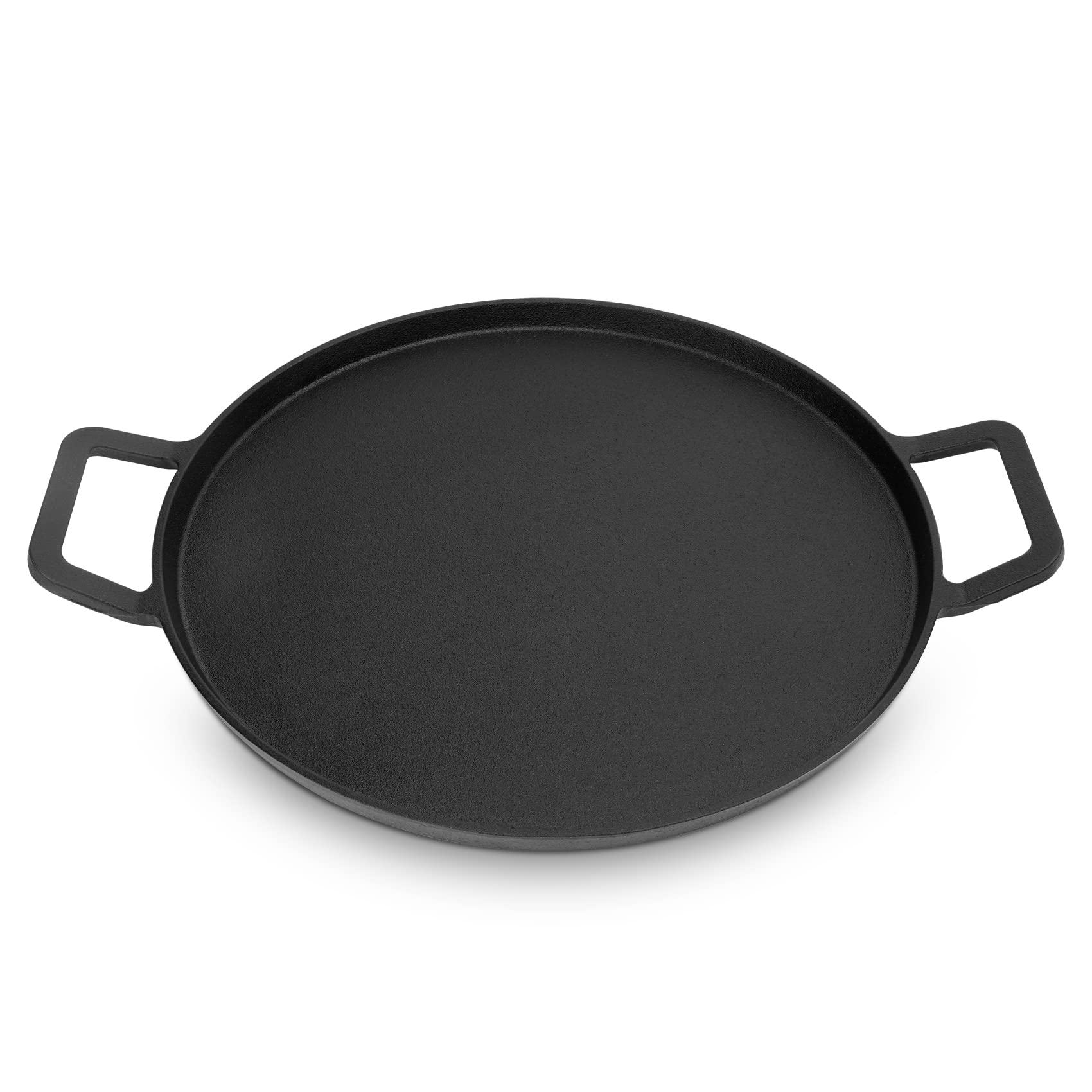 Onlyfire Cast Iron Pizza Pan, 14 Inch Baking Pan With Handles, Pre-Seasoned Skillet Round Griddle Pan For Grill Bbq, Baking Stov