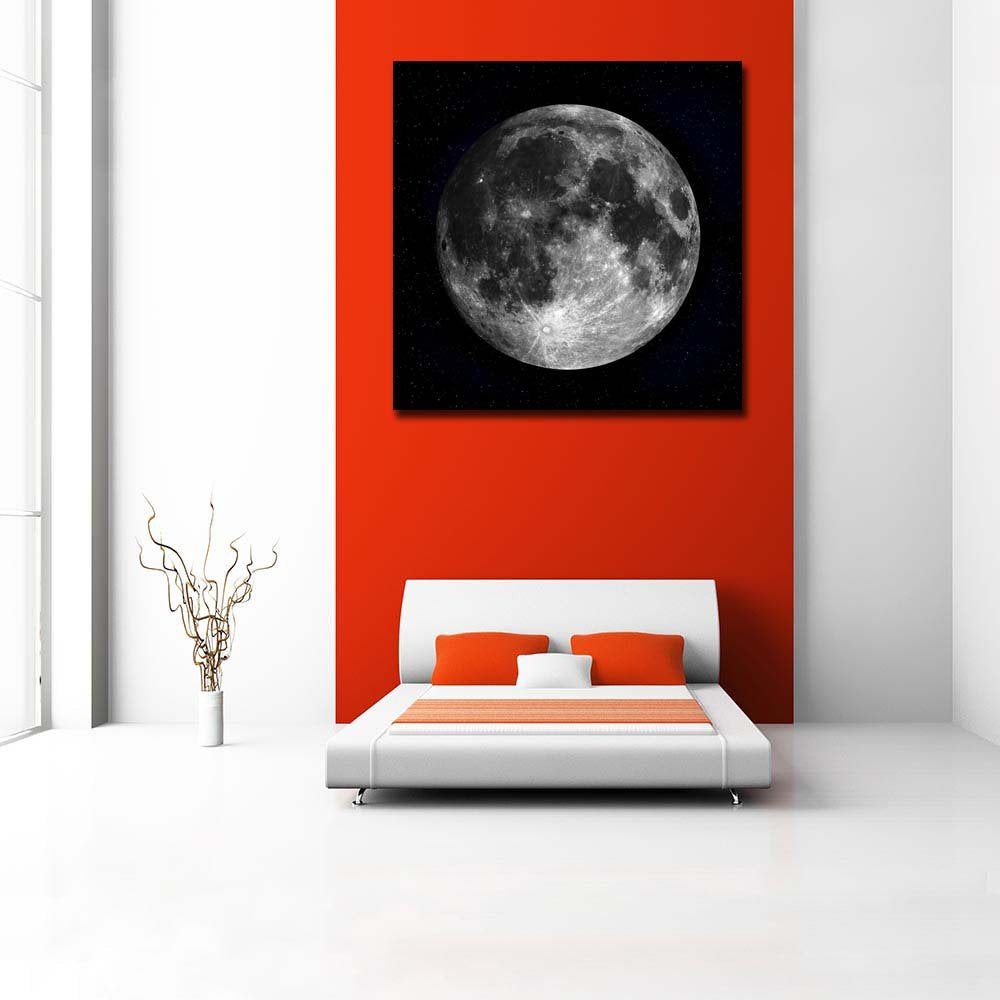 Pitaara Box Full Moon in The Night Sky | Peel & Stick Vinyl Wall Sticker for Bedroom & Living Room | 16 x 16 inch (41 x 41 cms)