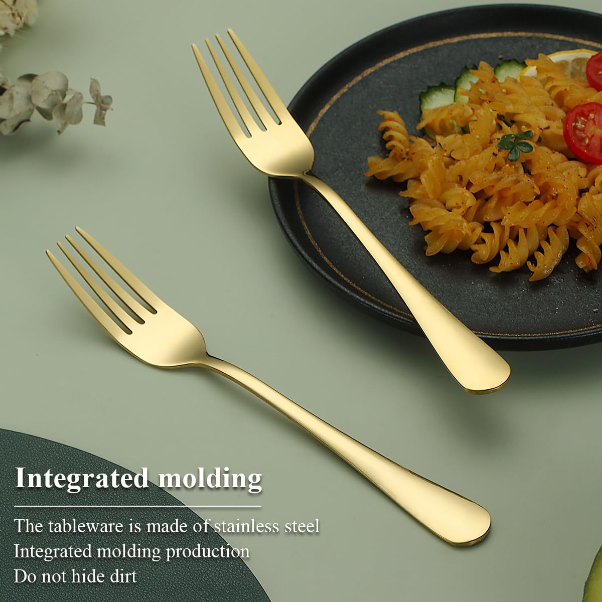 Evanda Gold Dinner Fork 12 Pieces  Gold Titanium Plating Stainless Steel 8.07inch Forks  Cake Forks  Table Forks Dessert Forks  Easy To Clean  Dishwasher Safe