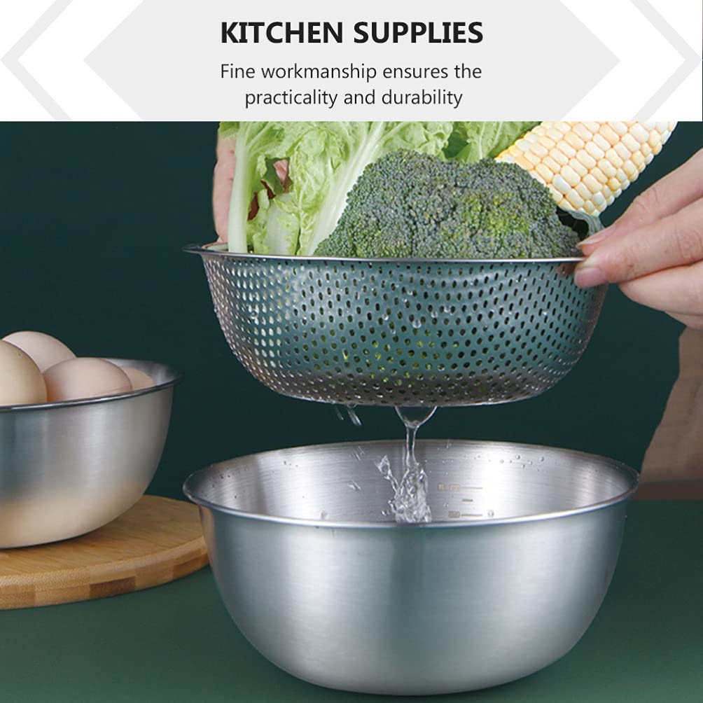 Doitool Strainers And Colanders Stainless Steel Colander With Bowl Set Salad Maker Bowl And Fruit Washing Drainers Basket Basins