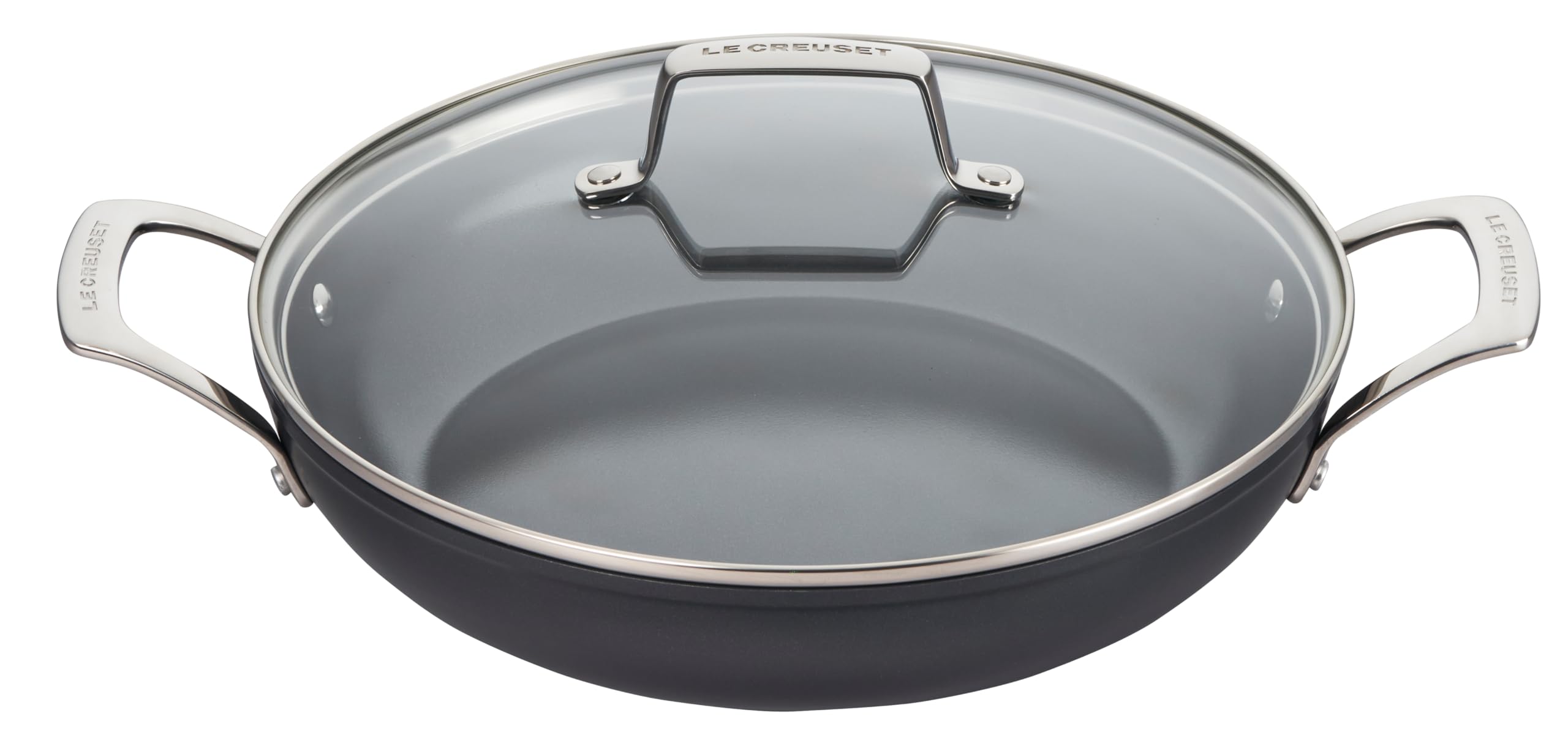 Le Creuset Essential Non-stick Ceramic Shallow Braiser with Glass Lid, 3.5 qt.