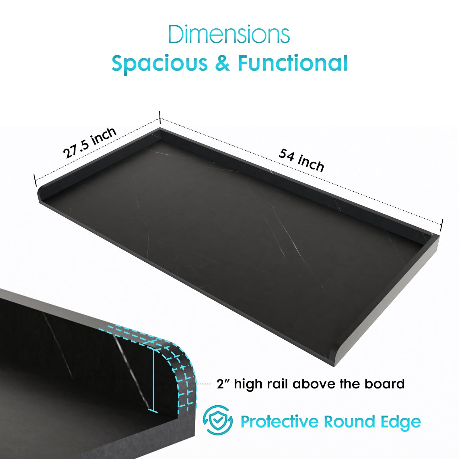 Kaboon Washer Dryer Countertop And Shelves Set, Melamine Countertop With Edge Rails - 27.5'' Depth X 54'' Width Laundry Room Org