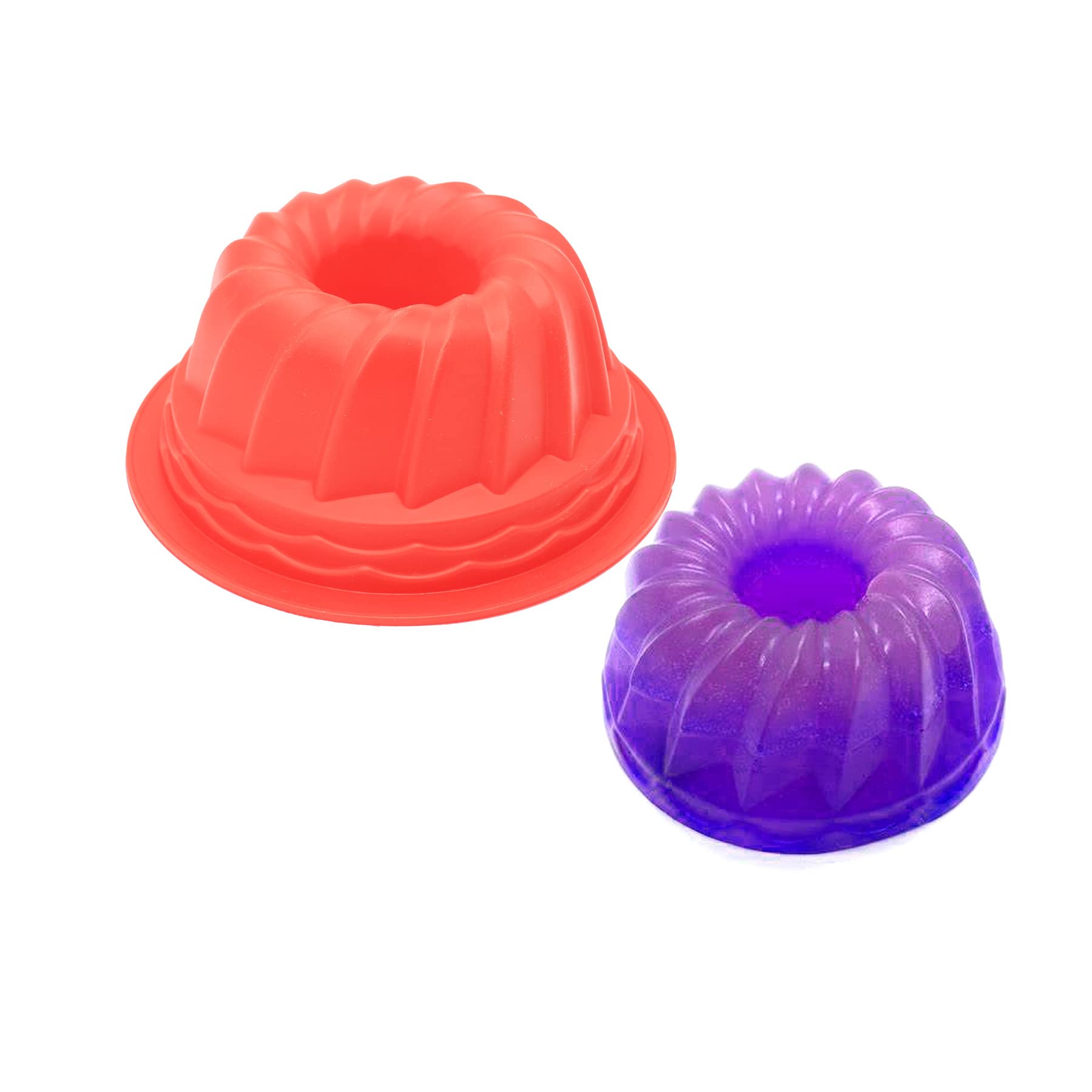 X-Haibei 5-Inch Small Fluted Round Cake Pan Jello Pudding Chocolate Baking Silicone Soap Mold