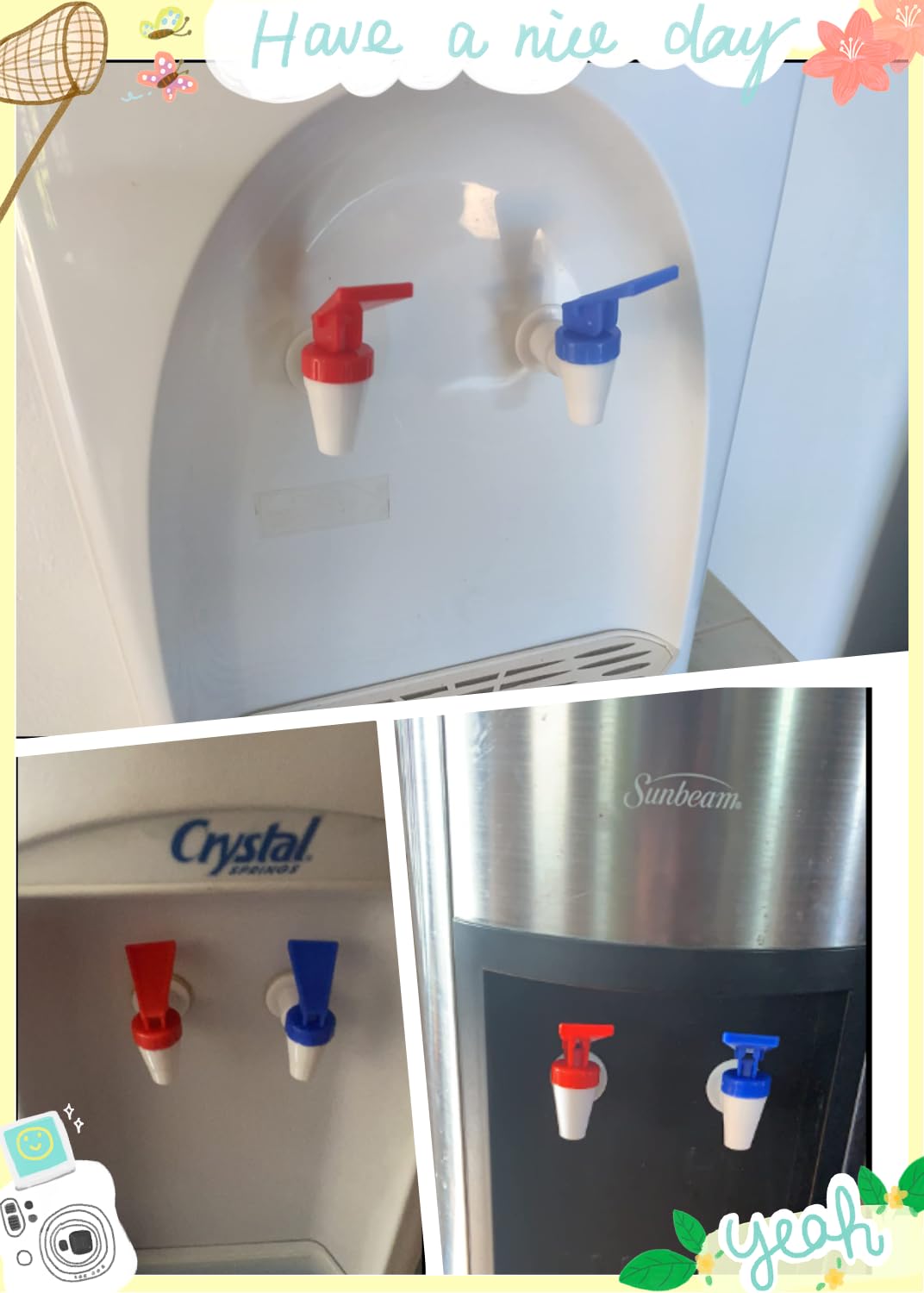 Qboyi Replacement Cooler Faucet Set - 2 Blue & 2 Red Plastic Water Dispenser Taps
