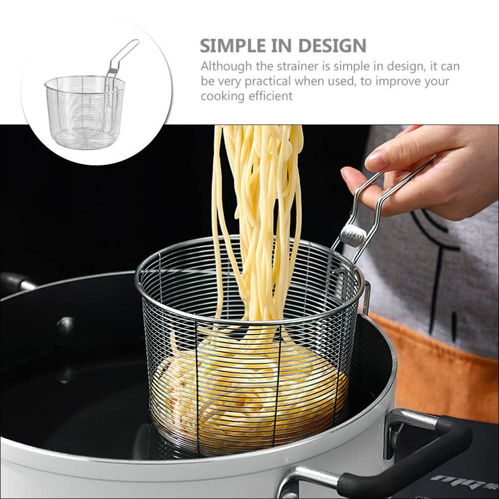 Kichvoe Mesh Pasta Basket Stainless Steel Mesh Spider Strainer Noodle Strainer Spaghetti Strainer Spoon Fried Food Basket Deep S