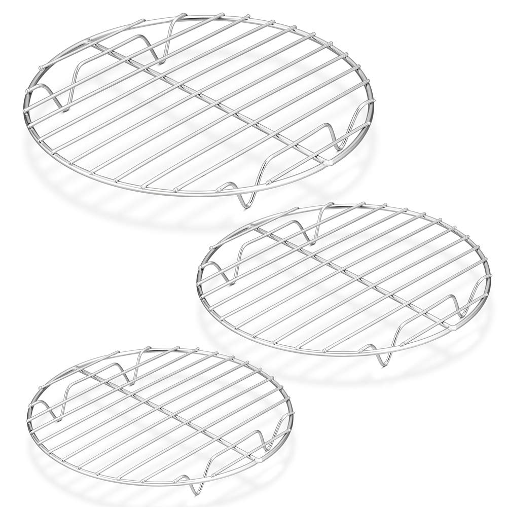 P&P Chef Round Cooking Rack, 3 Pcs (7    & 9    & 10   ), Baking Cooling Steaming Grilling Rack Stainless Steel, Fits Air Fryer/