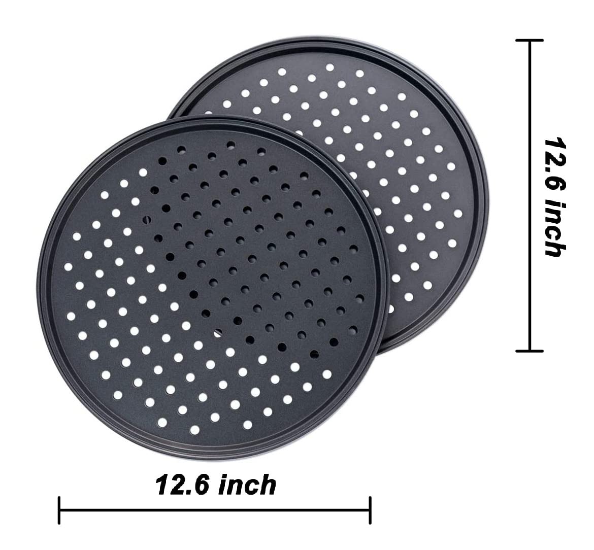 Bamboo'S Grocery Lokii Round Pizza Pans Set, Baking Steel Pizza Pan For Oven, Nonstick Pizza Oven Tray, Grill Pizza Plates, 12.6
