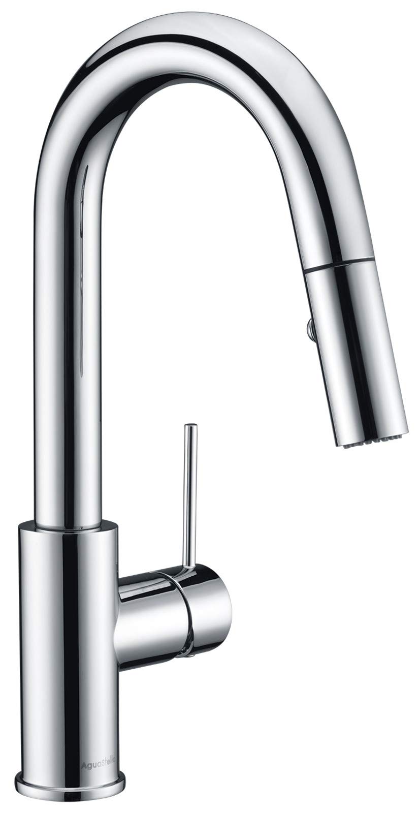 AguaStella AS59CH Chrome Bar Faucet or Prep Kitchen Sink Faucet with Pull Down Sprayer and Single Handle