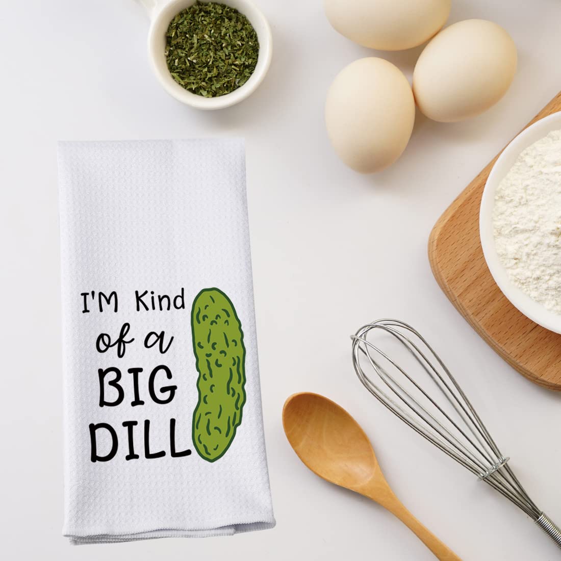 Pwhaoo Pickle Kitchen Towel I'M Kind Of A Big Dill Kitchen Towel Vegetarian Kitchen Decor Pickle Lover Gift (A Big Dill T)