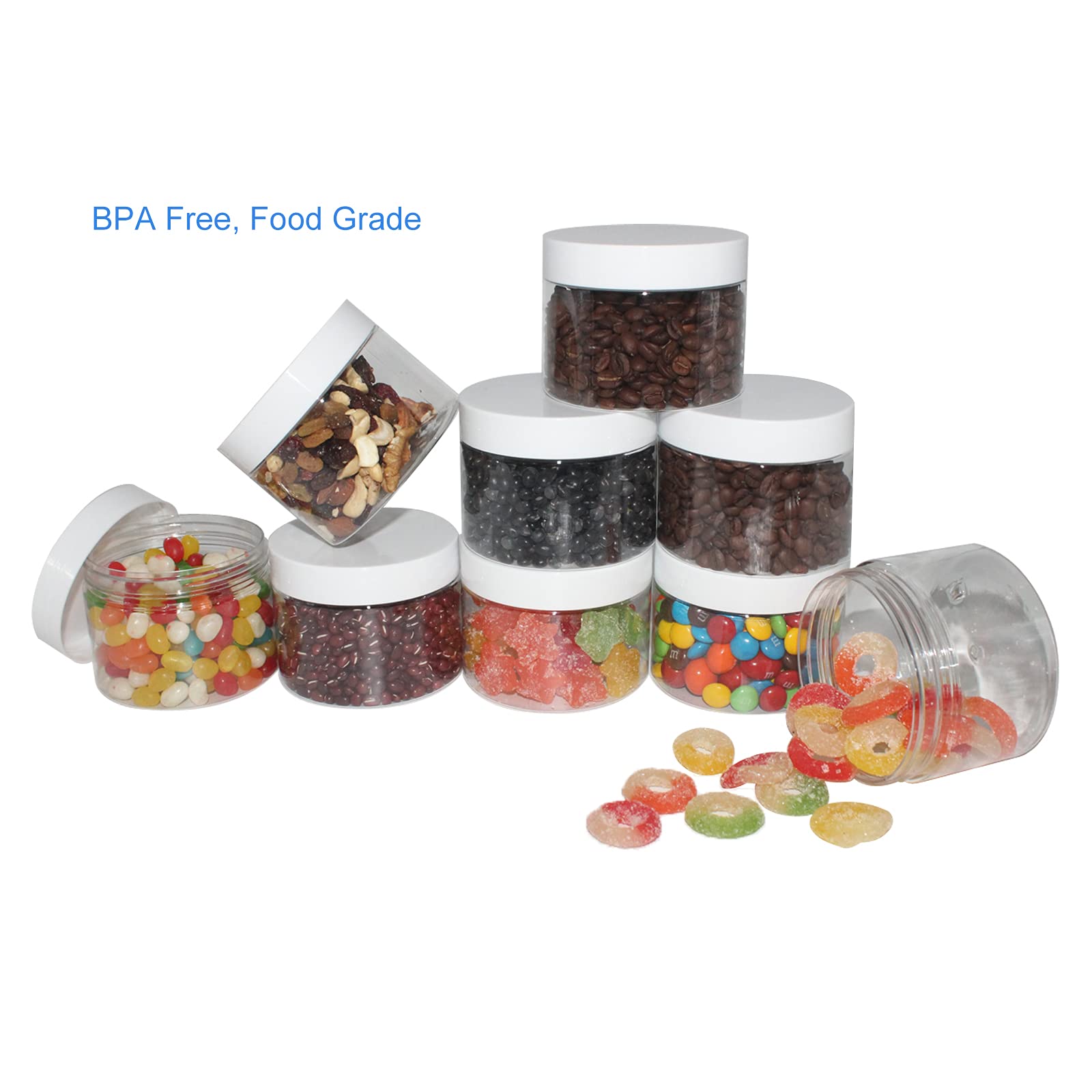 Suituts 24 Pack 10 Oz (300 Ml) Plastic Jars With Lids, Food Storage Spice Jars, Craft Storage Favor Jars//Empty Wide-Mouth Jars